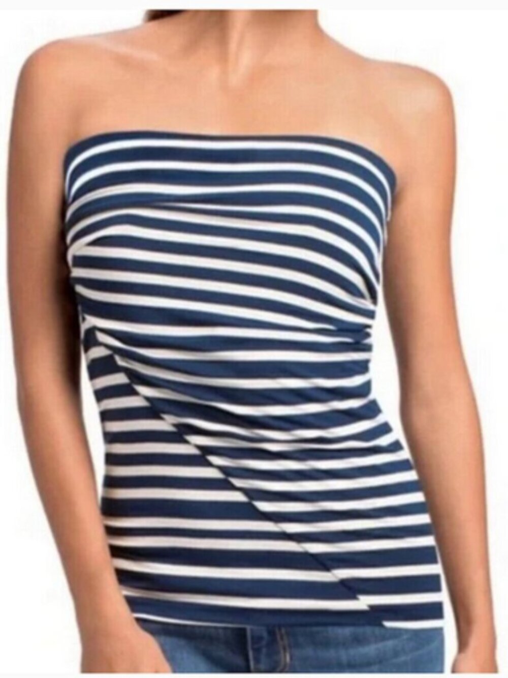 Cabi navy white stripe tube top size M